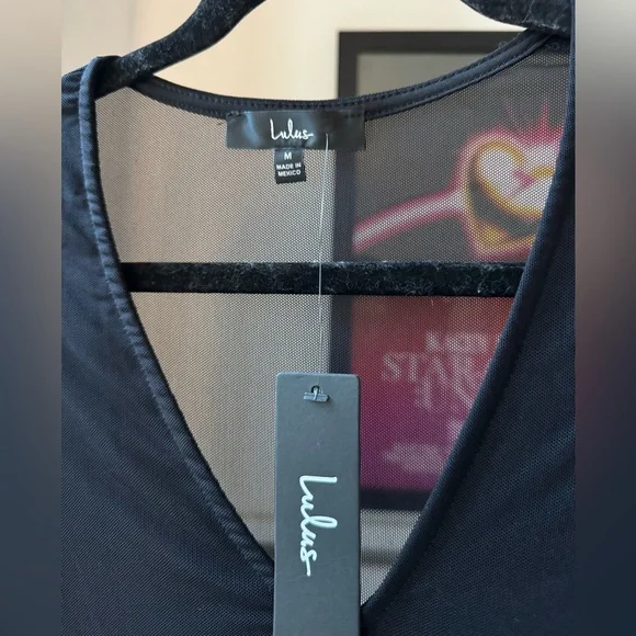 NWT Lulu's Black Sheer Sleeve Bodysuit - Picture 2 of 4